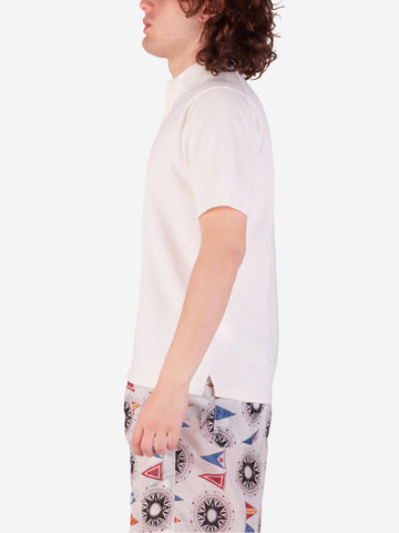 BEAMS PLUS Polo panna in maglia 12g Panna