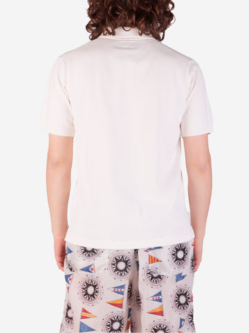 BEAMS PLUS Polo panna in maglia 12g Panna