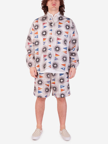 BEAMS PLUS Bay jacket nylon print x Bianco