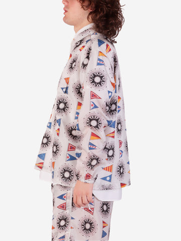 BEAMS PLUS Bay jacket nylon print x Bianco
