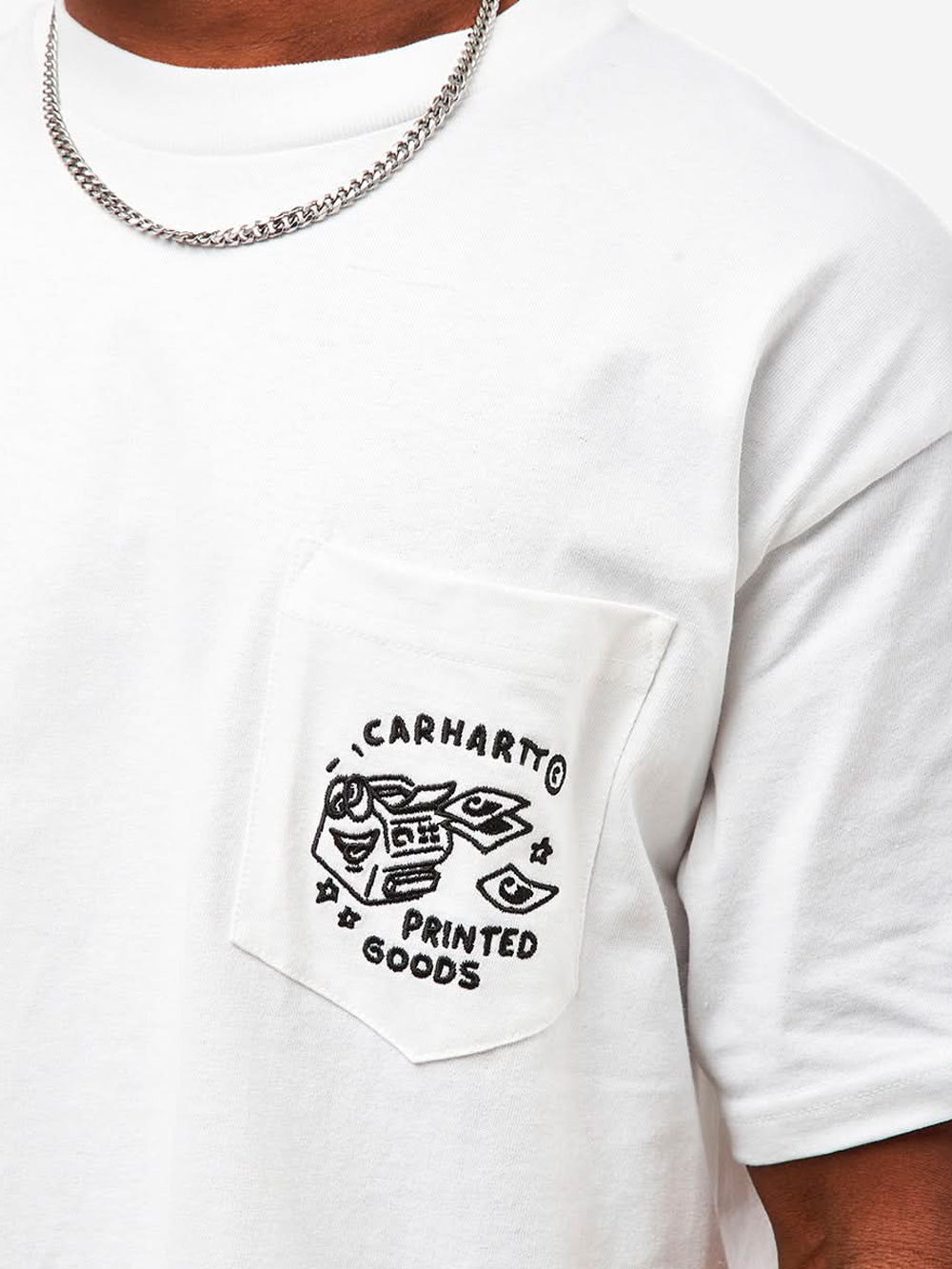 CARHARTT WIP T-shirt S/S Fragments Pocket bianca Bianco nero Urbanstaroma