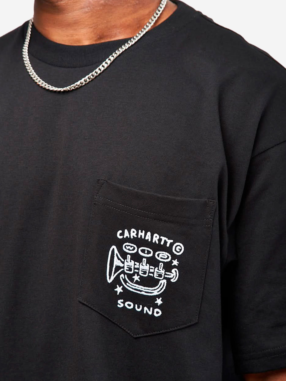 CARHARTT WIP T-shirt S/S Fragments Pocket nera Nero Urbanstaroma