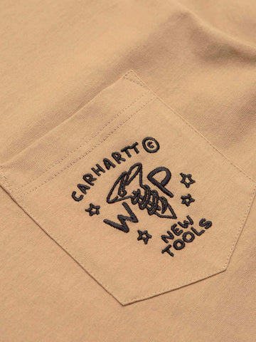 CARHARTT WIP T-shirt S/S Fragments Pocket marrone dusty Marrone