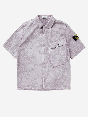 STONE ISLAND Camicia a maniche corte con stampa Grigio perla