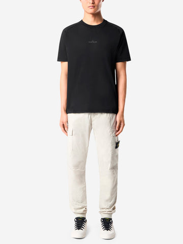 STONE ISLAND T-shirt nera con stampa 'Institutional one' Nero
