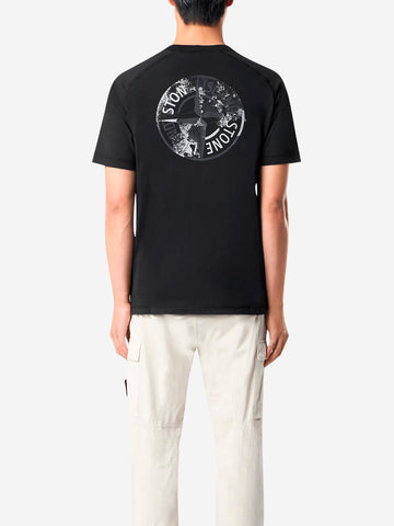 STONE ISLAND T-shirt nera con stampa 'Institutional one' Nero