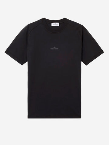 STONE ISLAND T-shirt nera con stampa 'Institutional one' Nero