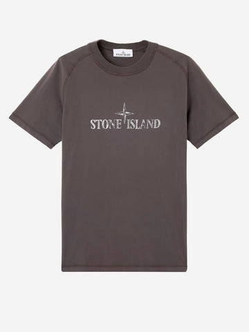 STONE ISLAND T-shirt antracite con logo grigio