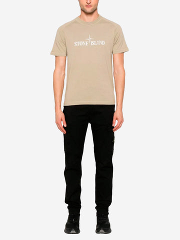 STONE ISLAND T-shirt beige con logo Deserto