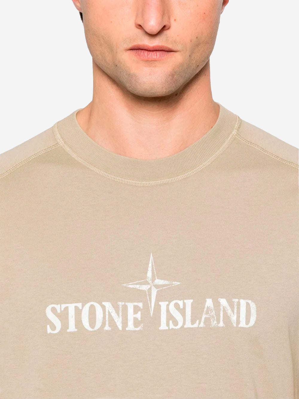 STONE ISLAND T-shirt beige con logo Deserto Urbanstaroma