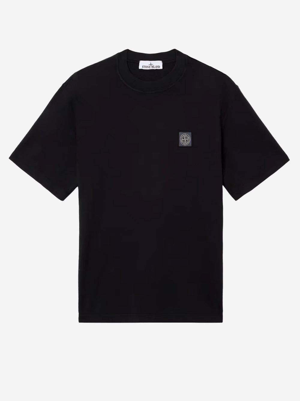 STONE ISLAND T-shirt nera in jersey di cotone Nero Urbanstaroma