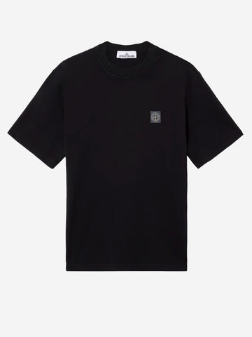 STONE ISLAND T-shirt nera in jersey di cotone Nero