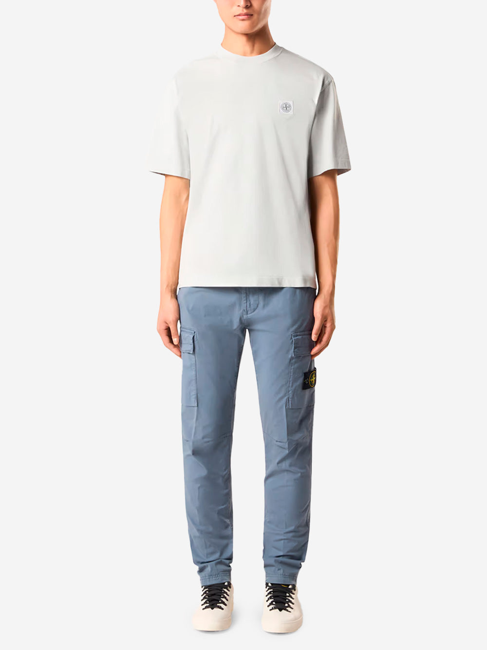 STONE ISLAND T-shirt grigio perla in jersey di cotone Grigio perla Urbanstaroma