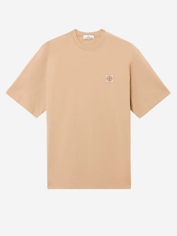 STONE ISLAND T-shirt beige in jersey di cotone Biscotto