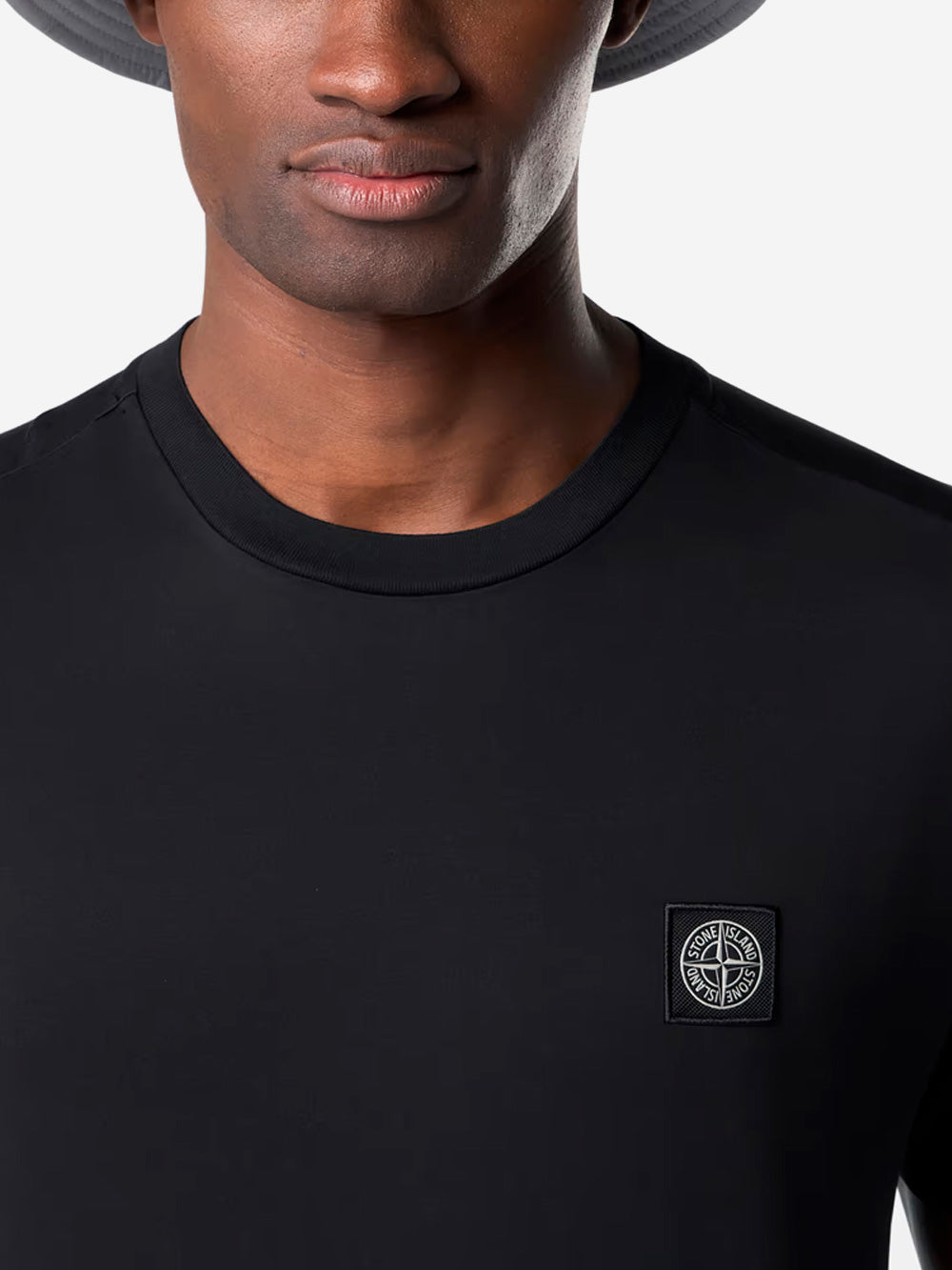 STONE ISLAND T-shirt nera in cotone slim fit Nero Urbanstaroma