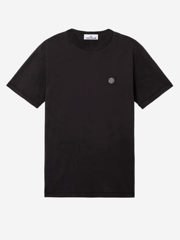 STONE ISLAND T-shirt nera in cotone slim fit Nero