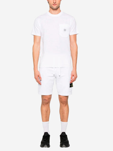 STONE ISLAND T-shirt bianca slim fit con patch Compass Bianco