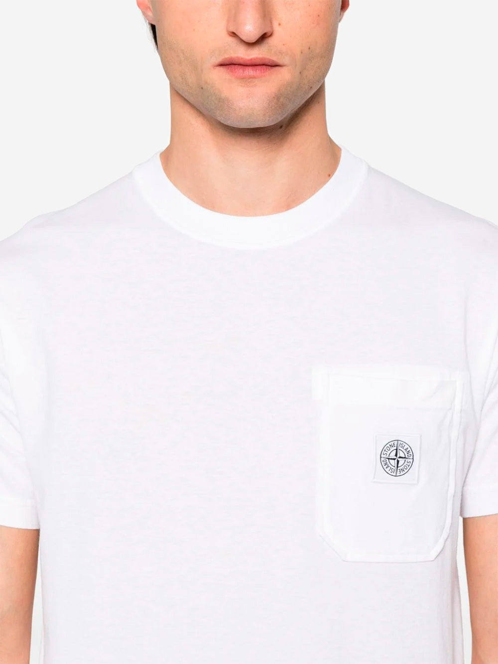 STONE ISLAND T-shirt bianca slim fit con patch Compass Bianco Urbanstaroma