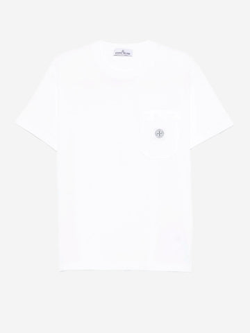 STONE ISLAND T-shirt bianca slim fit con patch Compass Bianco