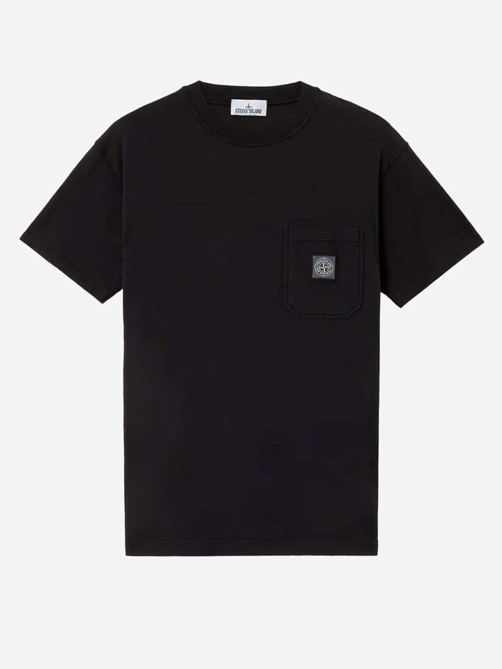 STONE ISLAND T-shirt nera slim fit con patch Compass Nero Urbanstaroma