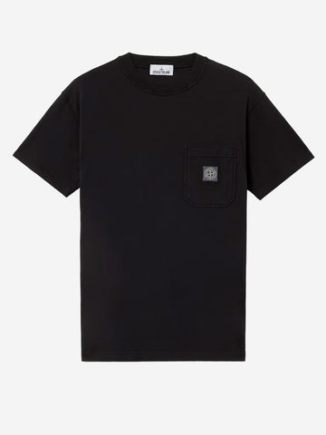 STONE ISLAND T-shirt nera slim fit con patch Compass Nero