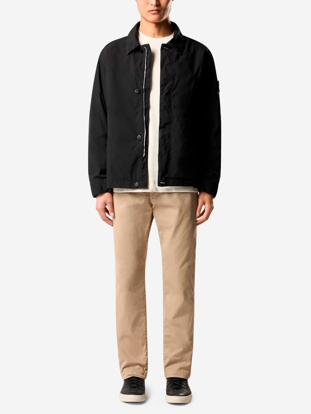 STONE ISLAND Giacca leggera antigoccia nera con badge Compass Nero Urbanstaroma