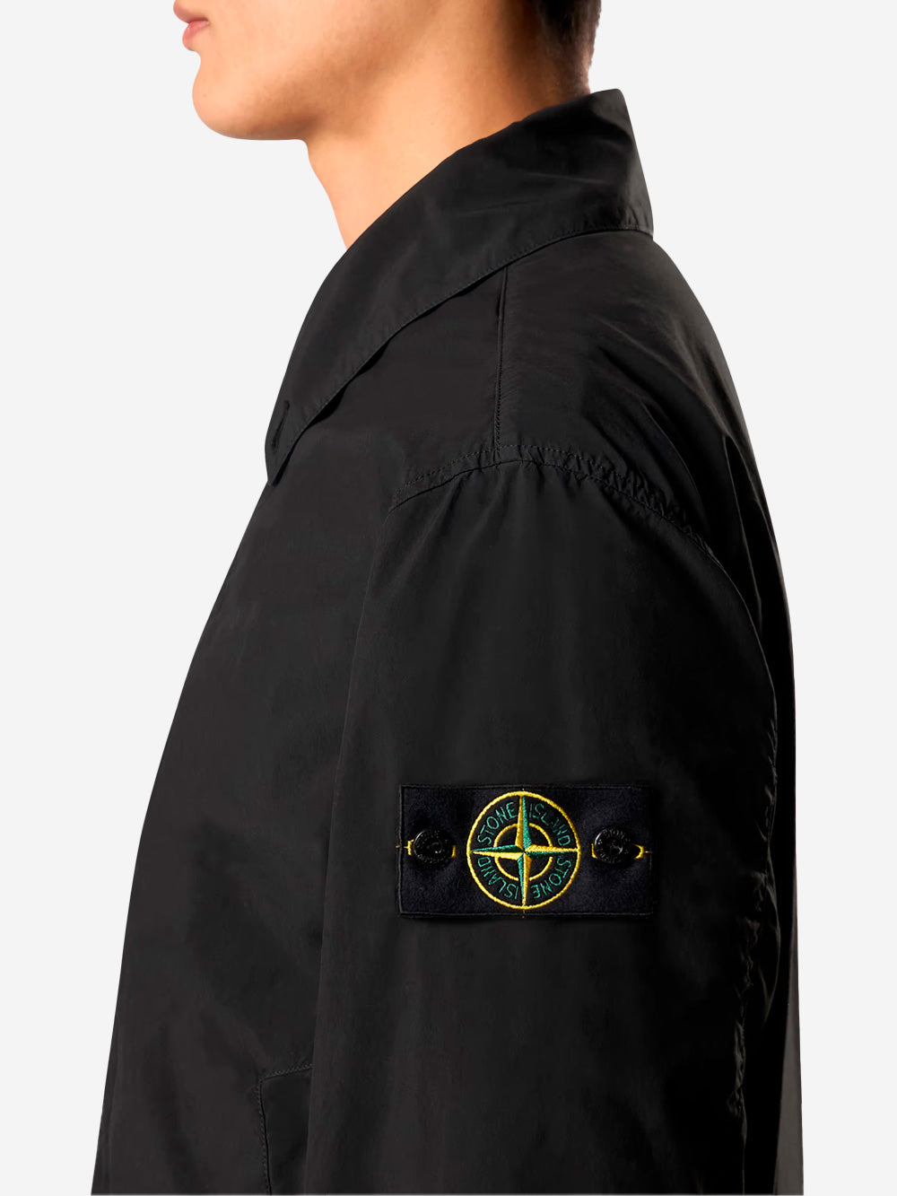 STONE ISLAND Giacca leggera antigoccia nera con badge Compass Nero Urbanstaroma