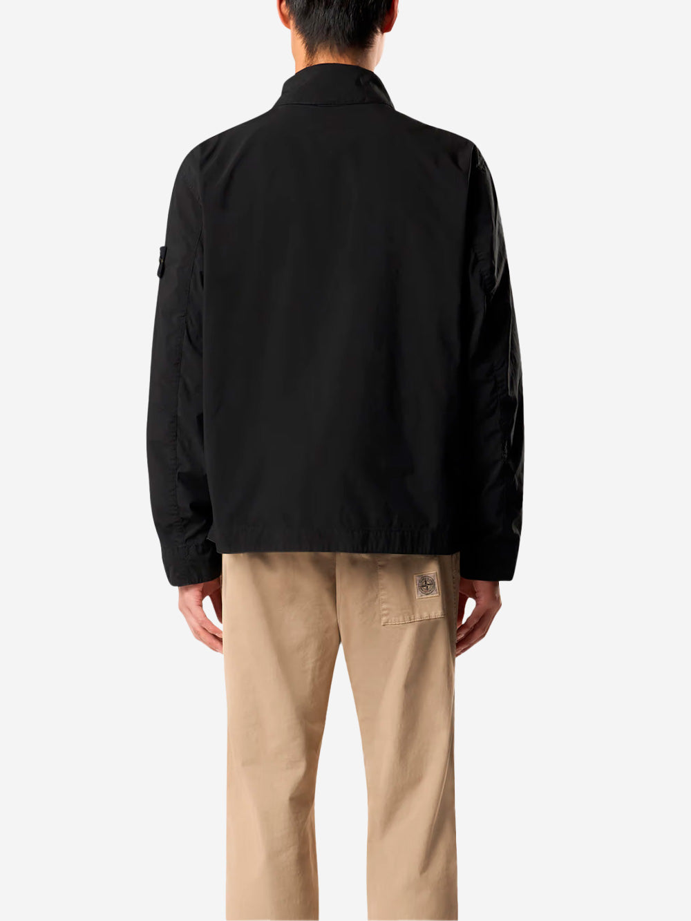 STONE ISLAND Giacca leggera antigoccia nera con badge Compass Nero Urbanstaroma