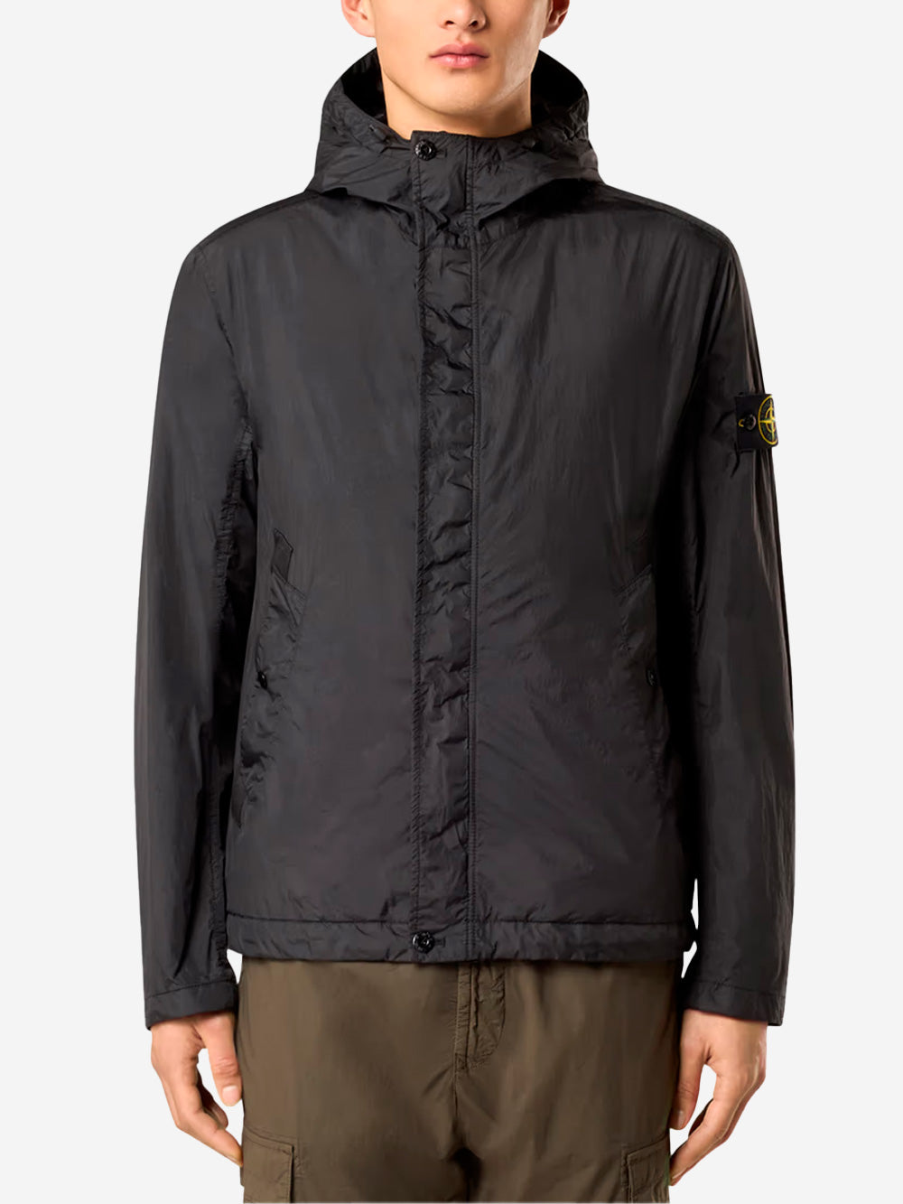 STONE ISLAND Giacca nera in nylon con cappuccio Nero Urbanstaroma