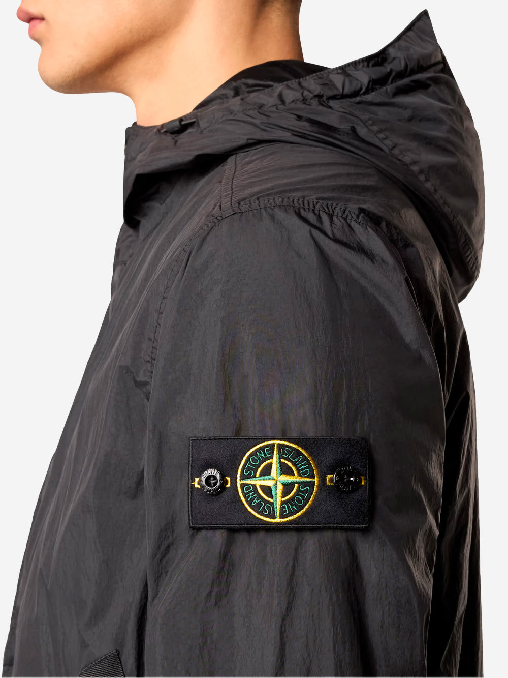 STONE ISLAND Giacca nera in nylon con cappuccio Nero Urbanstaroma