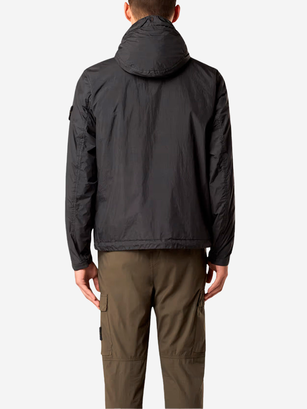 STONE ISLAND Giacca nera in nylon con cappuccio Nero Urbanstaroma