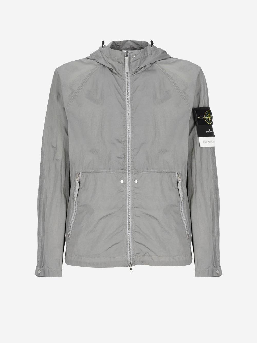 STONE ISLAND Giacca in nylon con cappuccio grigio perla Grigio perla Urbanstaroma