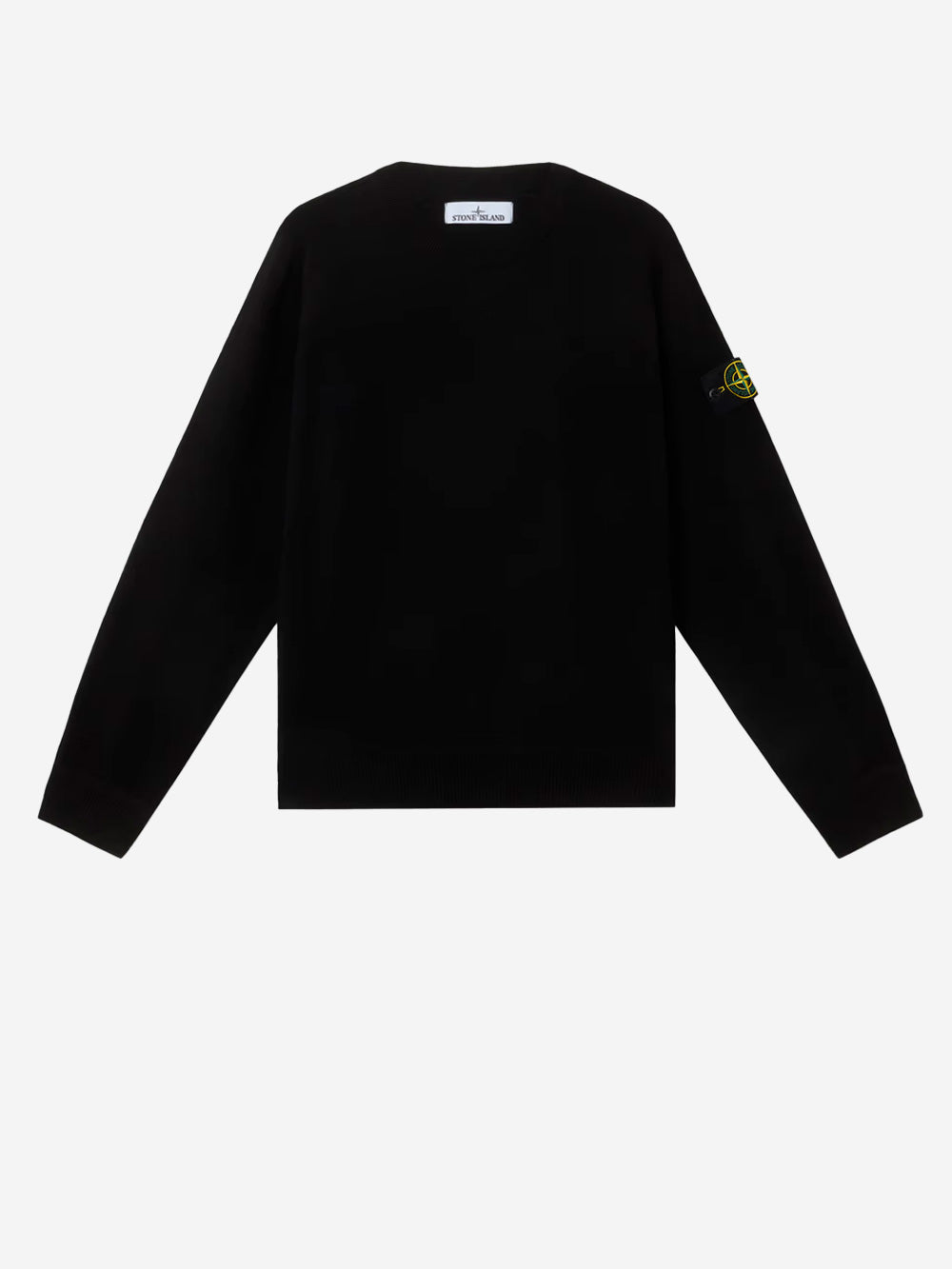 STONE ISLAND Pullover nero in cotone con logo Compass Nero Urbanstaroma