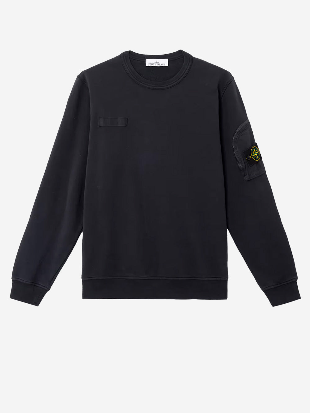 STONE ISLAND Felpa girocollo in cotone fleece nero Nero Urbanstaroma