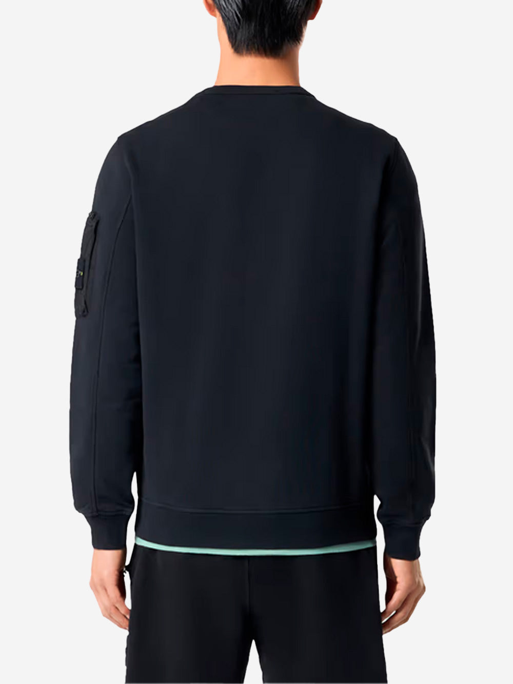 STONE ISLAND Felpa girocollo in cotone fleece nero Nero Urbanstaroma