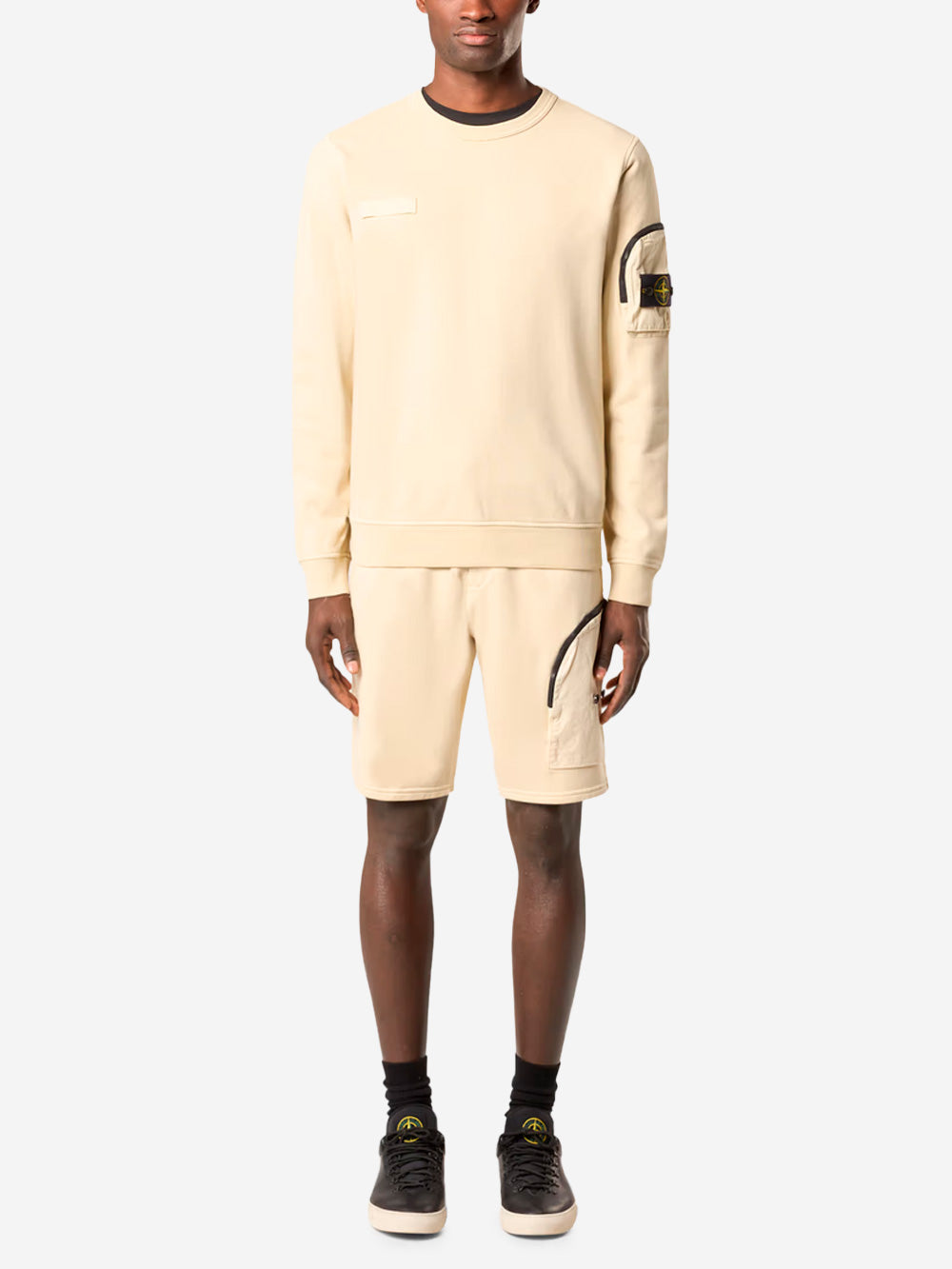 STONE ISLAND Felpa girocollo in cotone fleece beige Avena Urbanstaroma