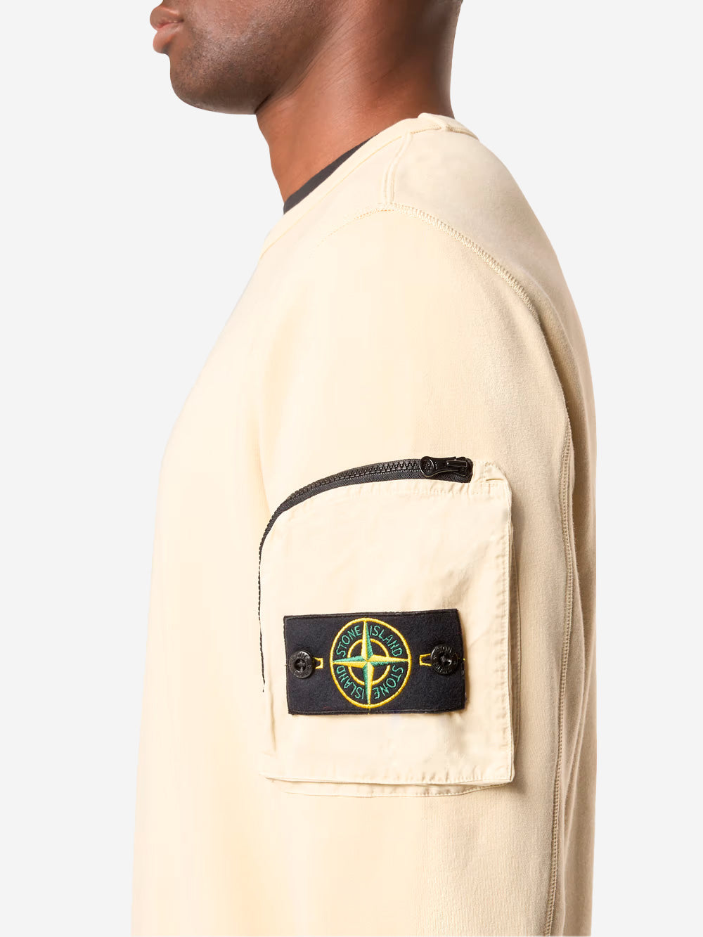 STONE ISLAND Felpa girocollo in cotone fleece beige Avena Urbanstaroma