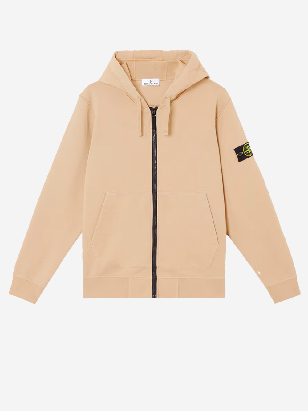 STONE ISLAND Felpa in cotone con cappuccio e zip beige Deserto Urbanstaroma