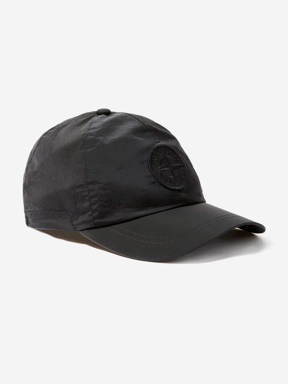 STONE ISLAND Cappellino nero in nylon con logo Nero Urbanstaroma