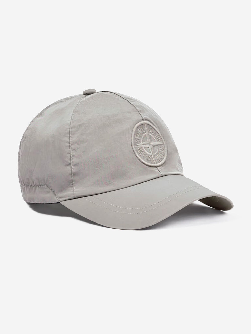 STONE ISLAND Cappellino grigio perla in nylon con logo Grigio perla Urbanstaroma