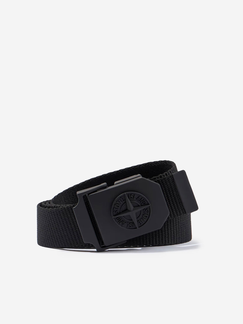 STONE ISLAND Cintura nera con fibbia quadrata Nero Urbanstaroma