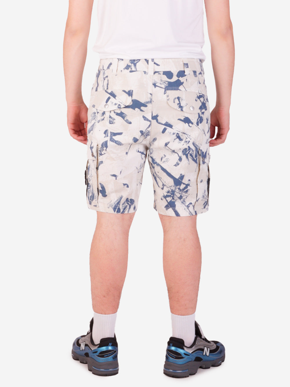 STONE ISLAND Shorts cargo con stampa camo e badge Compass Deserto Urbanstaroma