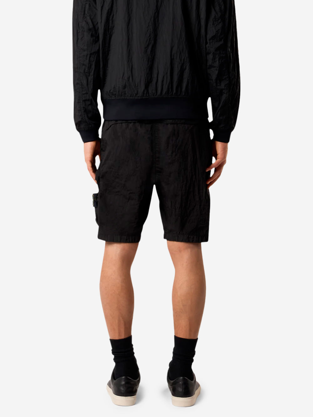 STONE ISLAND Bermuda cargo nylon metal neri con badge Compass Nero Urbanstaroma