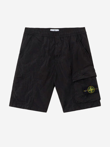 STONE ISLAND Bermuda cargo nylon metal neri con badge Compass Nero