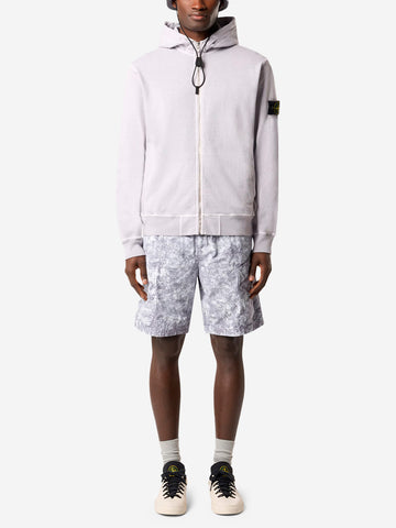 STONE ISLAND Shorts cargo con motivo pigmentato all-over e cintura Grigio perla