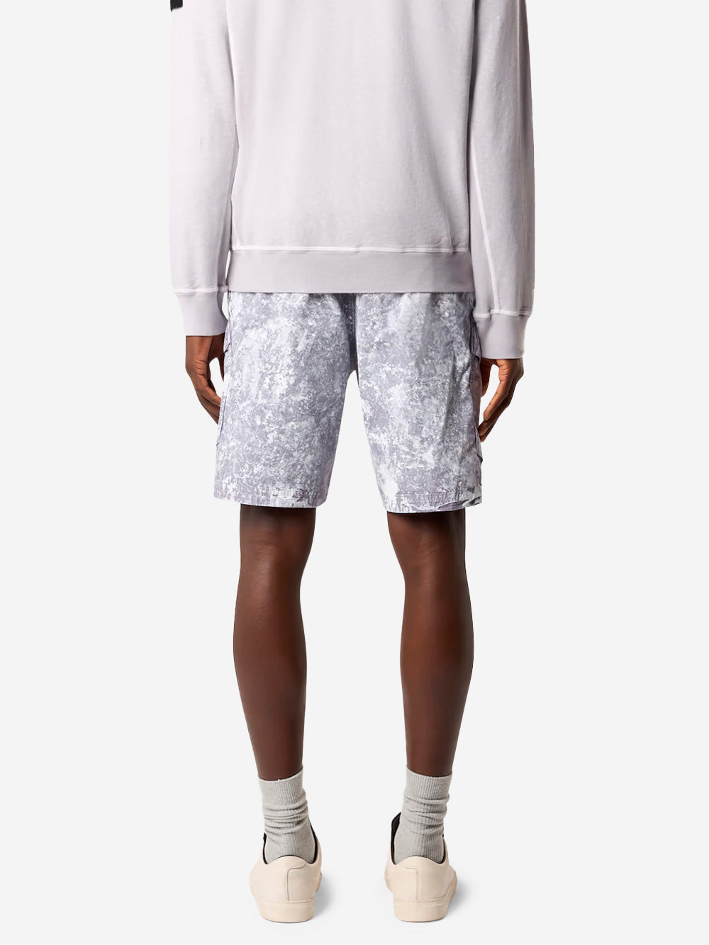 STONE ISLAND Shorts cargo con motivo pigmentato all-over e cintura Grigio perla Urbanstaroma