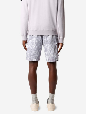 STONE ISLAND Shorts cargo con motivo pigmentato all-over e cintura Grigio perla