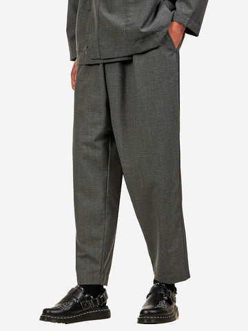 UNIVERSAL WORKS Pantaloni track grigi con plissettatura Melange