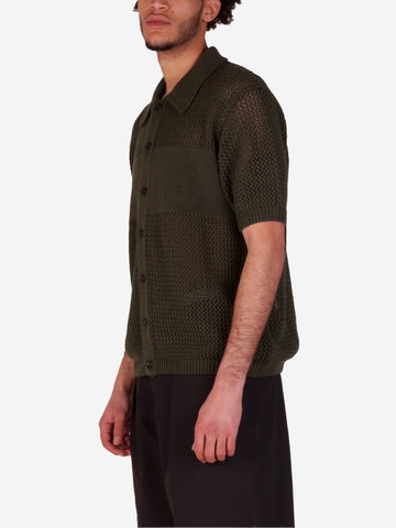 UNIVERSAL WORKS Camicia in maglia traforata verde Verde